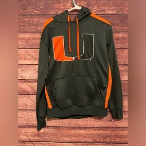 Vintage University Of Miami Hurricanes Hoodie Sweatshirt Embroidered Greens MED